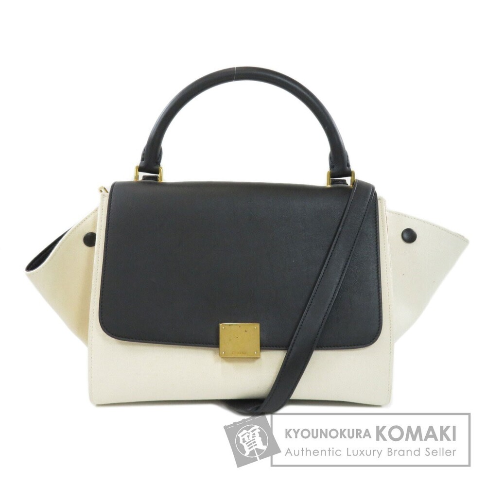 Celine Trapeze Handbag Leather Canvas